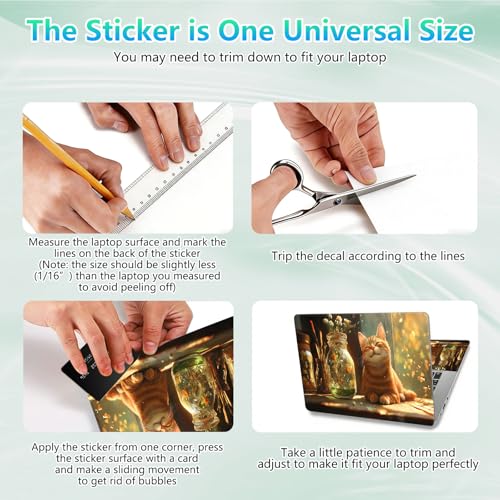 Laptop Skin Sticker Decal 12"-15.6" Universal Laptop/Notebook/Netbook Vinyl - Waterproof Scratch Resistant,Fits HP Dell Lenovo MacBook,2 Free Wrist Pads,Easy Apply & Remove,Cute Cat Sunshine - color: Cute Cat Sunshine