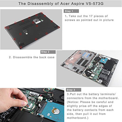 AP13B3K AP13B8K Replacement Laptop Battery for Acer Aspire V5 M5-583P V5-572P V5-572G R7-571 ES1-511 ES1-512 M5-583P V5-572P V5-572G V5-472G ZQK V5-472 V5-573G V5-573 V7-482 V7-482G V7-482P - size: 10.13*3.72*0.3inch AP13B3K