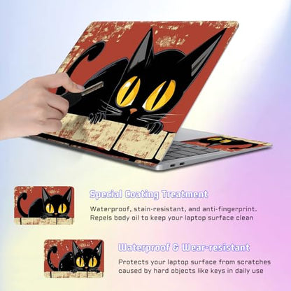 Universal Laptop Skin Sticker Decal, Compatible with MacBook HP Dell Lenovo 12"-15.6", Reusable Vinyl Notebook Cover 3PCS Set, High-Recognition Film-Cartoon cat Red wall - color: Cartoon cat Red wall