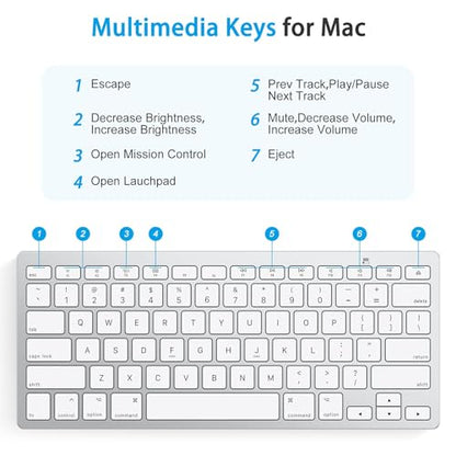 OMOTON Bluetooth Keyboard Compatible with Mac ONLY, Compact Wireless Keyboard Compatible with MacBook Pro/Air, iMac, Mac mini/Pro, Silver - color: Silver