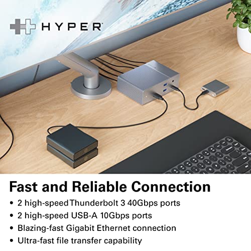 HyperDrive USB-C & Thunderbolt 4 GEN2 14-in-1 Dock for MacBook Pro/Air, iPad, PC - High-Speed Thunderbolt Docking Station - 40Gbps, Gigabit Ethernet, 85W PD - style: 14-in-1