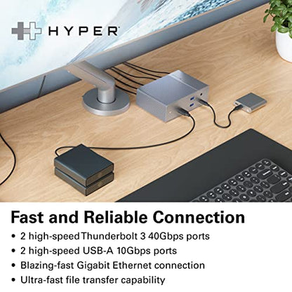 HyperDrive USB-C & Thunderbolt 4 GEN2 14-in-1 Dock for MacBook Pro/Air, iPad, PC - High-Speed Thunderbolt Docking Station - 40Gbps, Gigabit Ethernet, 85W PD - style: 14-in-1