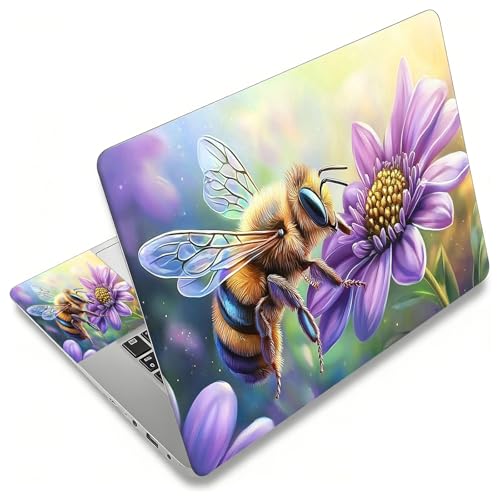 Laptop Skin Sticker Decal, Universal Reusable Vinyl Laptop Cover for 12" 13" 13.3" 14" 15" 15.4" 15.6" Notebook PC, Waterproof Scratch-Resistant with 2 Wrist Pads, Easy to Apply & Remove,Bee Flower - color: Bee Flower