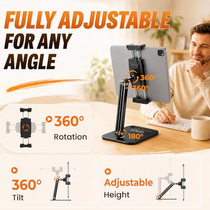 Urmust Portable Monitor Stand for 10-18.5 Inch Screens, Weighted Metal Base | Stable weighted base, foldable arm, adjustable viewing angle, ideal for laptop second screen, home office and travel - size: Single-arm