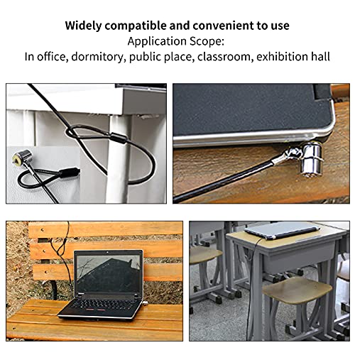 Laptop Lock Galvanized Steel Security Cable 2m Length 180 Degree Rotation for Notebook Monitor Projector Office Dormitory Public, 360 Dual Shaft Universal Keyhole Compatible