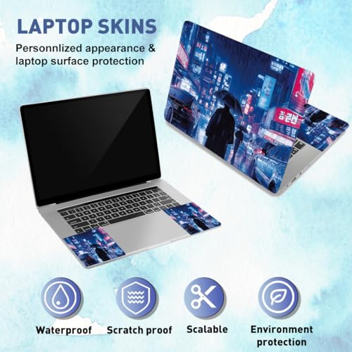 PLIGREAT Laptop Skin Sticker Decals Fits 12" 13" 13.3" 14" 15 inch Laptop Neon City Pattern Universal Removable Waterproof Notebook Art Sticker Protector Netbook PC Cover Decals - color: Neon City