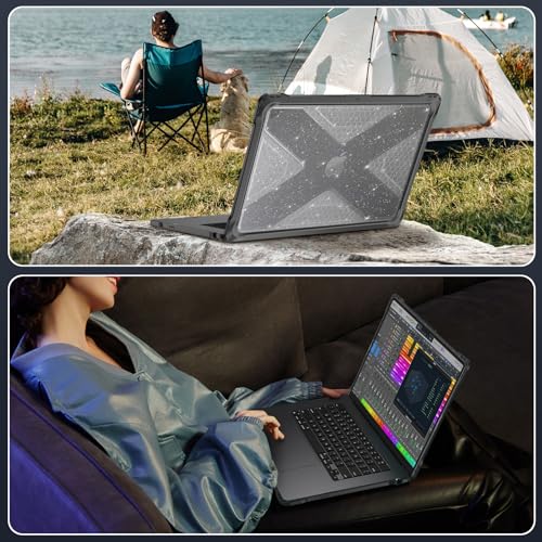 Fintie Rugged Case for MacBook Air 15 Inch, Glittering Clear | A3448 A3241 A3114 A2941, 2023 2024 2025 2026, M2 M3 M4 M5, TPU Bumper, Heavy Duty Hard Shell Cover - color: Glittering Clear