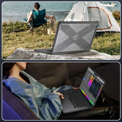 Fintie Rugged Case for MacBook Air 15 Inch, Glittering Clear | A3448 A3241 A3114 A2941, 2023 2024 2025 2026, M2 M3 M4 M5, TPU Bumper, Heavy Duty Hard Shell Cover - color: Glittering Clear