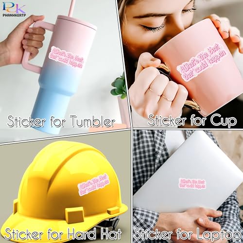 Inspirational Mental Health Stickers Pink Daisy Vinyl Decals, What's The Best That Could Happen Positive Affirmation, Waterproof Stickers for Laptops, Kindle, Water Bottles and Journals - size: Custom Size