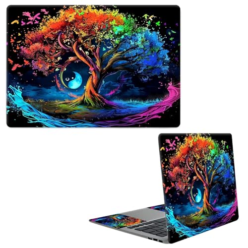 Laptop Skin Sticker Decal, Universal Protective Cover Fit 12 13 14 15.6 Inch Notebook, Reusable Water-Resistant Vinyl Decal w/ 2 Wrist Pads for Business Travel Office, Black Tree Art - color: Black Tree Art