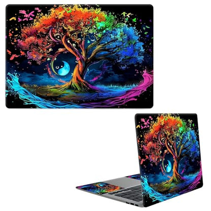 Laptop Skin Sticker Decal, Universal Protective Cover Fit 12 13 14 15.6 Inch Notebook, Reusable Water-Resistant Vinyl Decal w/ 2 Wrist Pads for Business Travel Office, Black Tree Art - color: Black Tree Art