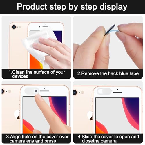 Privacy Cover Slider Stickers for Laptop Tablet Phone Front Area Adhesive Tabs for Office Study Meeting Device Use 1.0 x 0.4 Inch(white,5 PCS) - color: White-5 PCS