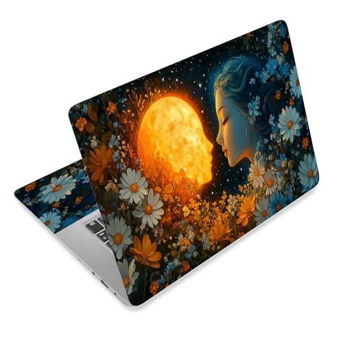 Laptop Skin Sticker Decal for 12 13 13.3 14 15 15.6 in, Universal Vinyl Waterresistant Protector Cover for Notebook PC Netbook, Computer Decor for Women Girls Moon and the Maiden - color: Moon and the Maiden