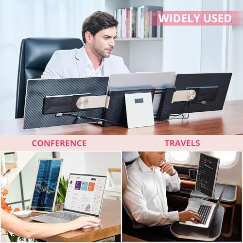 LOSC 15.6" Laptop Screen Extender, Triple Portable Monitor with FHD 1080P IPS Display, 120% sRGB, 235° Rotation and Plug and Play Setup for 13-17.3" Mac, Windows & ChromeOS Laptops