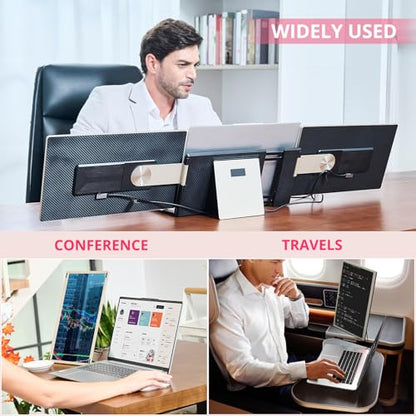 LOSC 15.6" Laptop Screen Extender, Triple Portable Monitor with FHD 1080P IPS Display, 120% sRGB, 235° Rotation and Plug and Play Setup for 13-17.3" Mac, Windows & ChromeOS Laptops