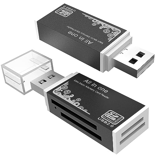 Micro SD Card Reader, 4-in-1 SD Card Reader to USB Adapter, Memory Card Reader for MS Duo/Pro, M2 Card, SDXC, SDHC, MMC, RS-MMC, Micro SDXC, Micro SDHC and TF Card (2Pack Black) - color: Black, size: 2Pack