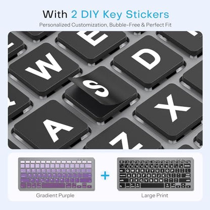 OMOTON Upgraded Rechargeable Bluetooth Keyboard for iPad, with Adjustable Stand Holder and 2 Key Stickers, Compact Portable Wireless Keyboard for iPad 11th A16, 10th, Pro, Air, Mini, Grey - color: Grey