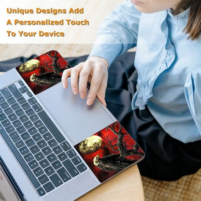 Universal Laptop Skin Sticker with 2 Wrist Pad Decals, 3-Piece Removable Vinyl Laptop Cover, Dark Moon Crow Waterproof Anti-Scratch, Easy-Trim Fit for 13.3" 14" 15.6" Laptops - color: Dark Moon Crow