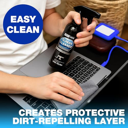 Screen Cleaner Spray and Wipe, 10oz TV Screen Cleaner Spray and Microfiber Cloth kit for Phones, iPads, Computer, MacBooks, Laptops, Monitor and Electronic Devices