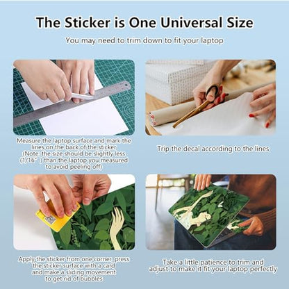 Universal Laptop Skin Sticker with 2 Wrist Pad Skins, Waterproof Scratch Resistant Vinyl Laptop Cover Decal, Cut to Fit for 11–15.6 Inch MacBook HP Dell Lenovo, Green Plant Girl - color: Green Plant Girl