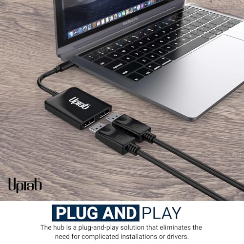 uptab USB C to Dual DisplayPort Adapter Hub, Extended Dual 4K 60Hz Display Port Multi Monitors Converter for Dell XPS 13 15, Lenovo Yoga, Sumsung HP, Chromebook, etc