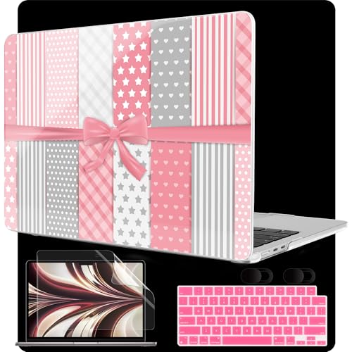 MEEgoodo Case for M5/M4/M3/M2 MacBook Air 13 inch Case 2026 2025 2024 2022, Fit Model A3449/A3240/A3113/A2681, Laptop Hard Shell Compatible with MacBook Air 13.6-inch, Mixed-Style Pink Bow - color: Mixed-Style Pink Bow