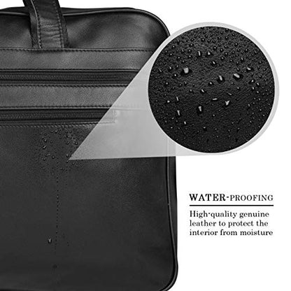 Leather Briefcase for Men 16'' Laptop Messenger Bag - color: Black