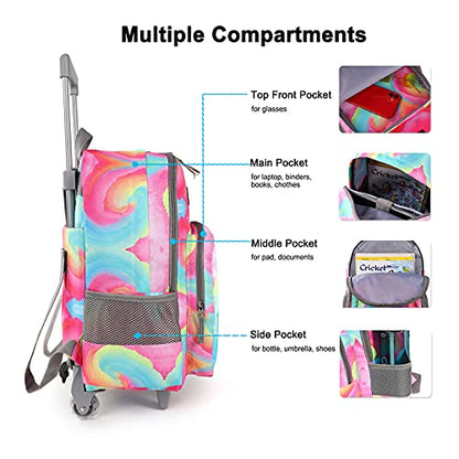 Tilami Rolling Backpack 18 inch Double Handle Wheeled Boys Girls Travel School Children Luggage Toddler Trip - color: Starlight Black