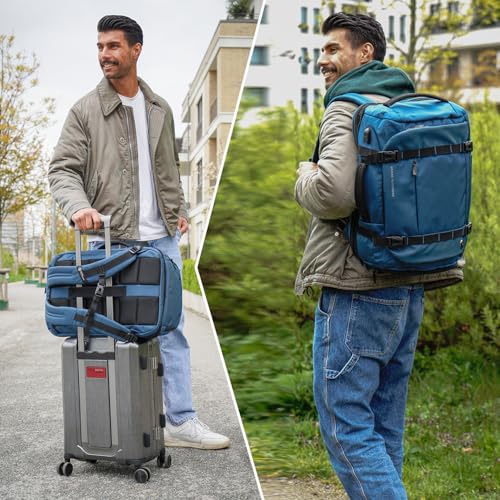 Swissdigital Design Travel Backpack 40L,TSA Friendly Flight Approved Carry-on Hand Luggage,with USB Charging Port Large Weekender Bag Fits 17 Inch Laptop Backpack Blue | SD1756-30 - color: Blue