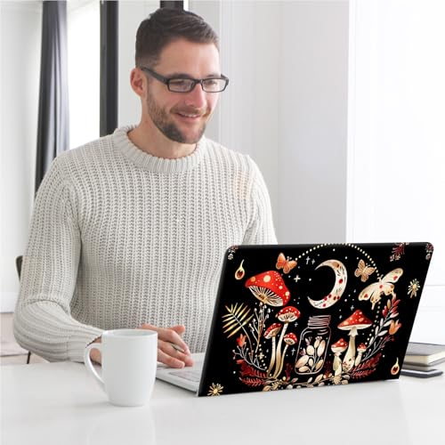 Universal Laptop Skin, DIY Cut-to-Fit Vinyl Cover Compatible with HP, Dell, Lenovo, Mac (13.3" to 15.6"), Anti-Scratch, No Residue & Bubble-Free Protective Decal Sticker, Boho Moon Mushroom - color: Boho Moon Mushroom