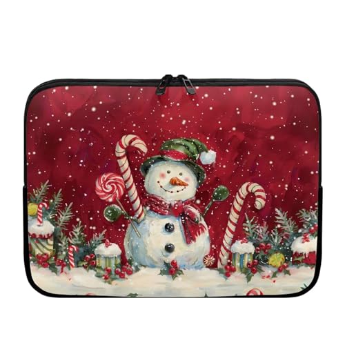 10 Inch Laptop Sleeve Work Computer Tote Bag with Zipper Protective Tablet Carrying Case Notebook Sleeves Briefcase Laptop Cover Cute Christmas Decor, Christmas Red Snowman - color: Christmas Red Snowman, size: 10 Inch