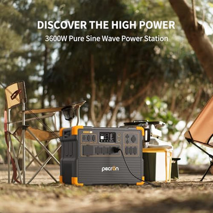 PECRON Portable Power Station 3072Wh E3600LFP, 5x3600W AC Outlets Power Station, LiFePO4 Battery Backup Expanded to 18.43kWh, Fast Charging Solar Generator for Home Use, RV, Camping, CPAP, Emergencies - style: E3600LFP