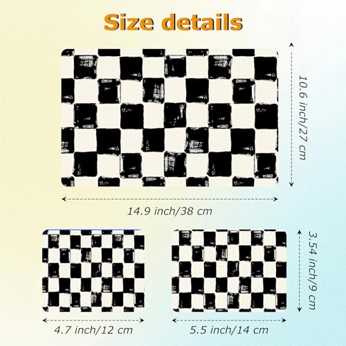 Universal Laptop Skin Sticker with 2 Wrist Pad Decals, 3-Piece Removable Vinyl Laptop Cover, Black and White Checkered Waterproof Anti-Scratch, Easy-Trim Fit for 13.3" 14" 15.6" Laptops - color: Black and White Checkered