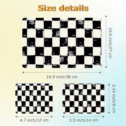 Universal Laptop Skin Sticker with 2 Wrist Pad Decals, 3-Piece Removable Vinyl Laptop Cover, Black and White Checkered Waterproof Anti-Scratch, Easy-Trim Fit for 13.3" 14" 15.6" Laptops - color: Black and White Checkered