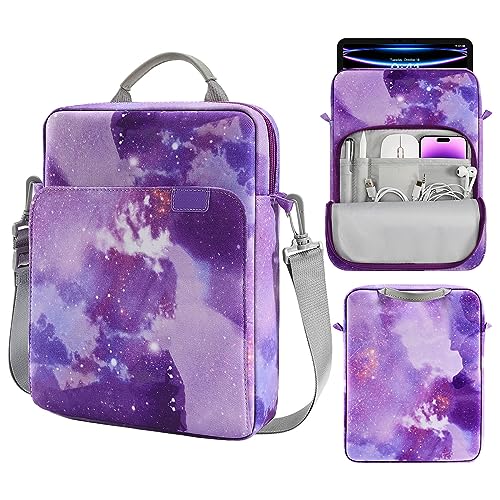 MoKo 9-11 Inch Tablet Sleeve Bag Handle Carrying Case with Shoulder Strap | Fits iPad Pro/Air/A16 11-inch, iPad 10th 10.9, iPad 9/8/7th 10.2, iPadAir 5/4th 10.9 and Tab S8/S9 11-inch, Purple Starry - color: Purple Starry Sky, size: 9-11 inch
