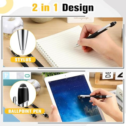 Zonon 38 Pieces Rubberized Ballpoint Pen with Stylus Tip Stylish Metal Pen Capacitive Styli with Soft Rubberized Grip, Black Ink for Most Devices(Black) - color: Black