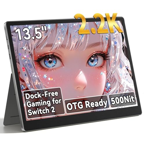 S135 13.5 Inches Portable Monitor for Switch/Switch 2 Laptop | 2256*1504P Travel Mini Monitor IPS Display 100% sRGB Built-in Speakers Mini HDMI for PC Desktops Office Xbox PS4/5 Console - size: 13.5"
