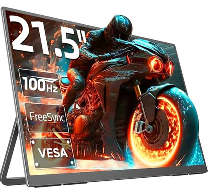 EVICIV Portable Monitor 100Hz 21.5”, 100% DCI-P3 QLED 1ms Gaming Monitor | FreeSync, 400Nits, USB-C & HDMI, VESA & Stand, Large Travel Second Screen for Laptop, Computer, Game Consoles - size: 21.5 Inches