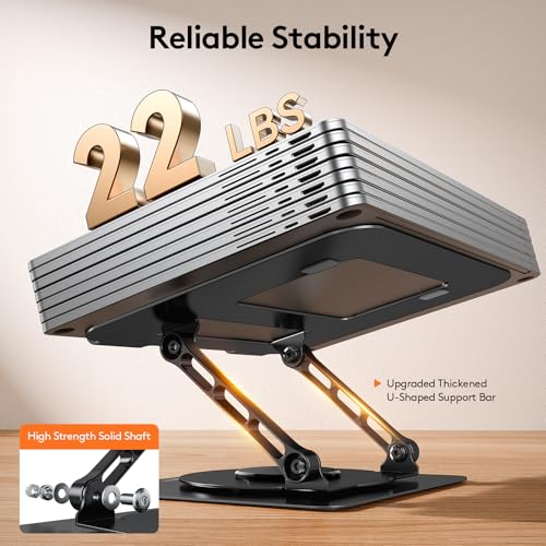 TECKNET Laptop Stand for Desk - 360° Rotating Base, Ergonomic Foldable Computer Stand for Laptop Riser, Height Adjustable, Compatible with MacBook Pro, Dell XPS, HP, and All Laptops 10-17" (Black) - color: Black