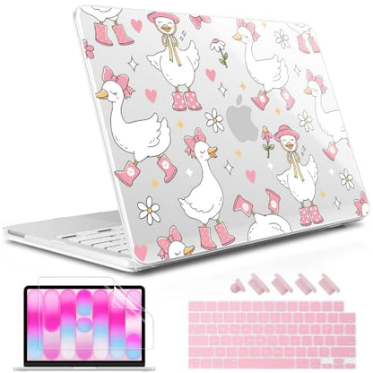 May Chen Compatible with MacBook Neo 13 inch Case 2026 Model A3404, Plastic Hard Shell,Keyboard Cover,Screen Protector,Dust Plug, for MacBook Neo 13" with A18 Pro Chip, Cute Goose Spring - color: Cute Goose Spring