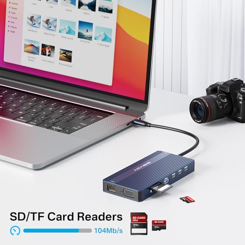ACASIS USB C Docking Station Dual HDMI Monitor,14 in 1 Laptop Docking Station 3 Monitors, 2 * 4K HDMI+1080p VGA+100W PD+Ethernet+5*USB 3.1+SD/TF+Audio Adapter, USB C Hub for Dell/Lenovo/HP/ThinkPad - color: Grey