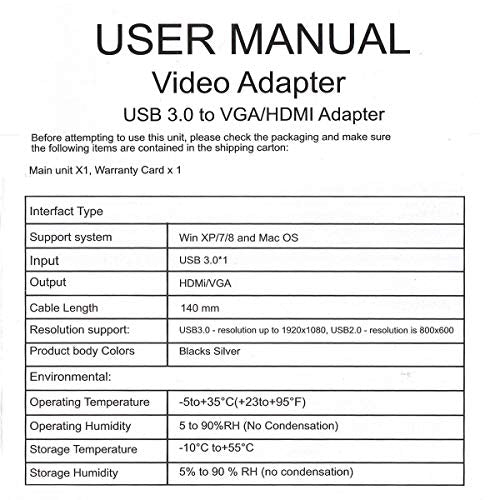 chenyang USB 3.0 2.0 to HDMI VGA HDTV Adapter Cable External Graphics Card for Windows Laptop - color: USB 3.0 2.0 to HDMI VGA