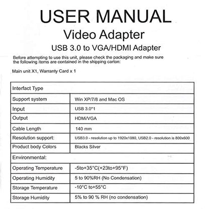 chenyang USB 3.0 2.0 to HDMI VGA HDTV Adapter Cable External Graphics Card for Windows Laptop - color: USB 3.0 2.0 to HDMI VGA