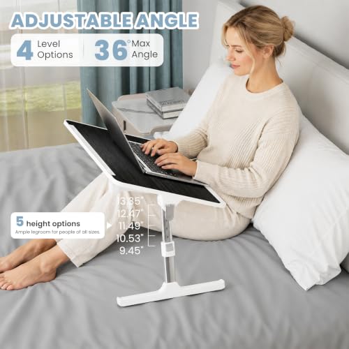 Adjustable Lap Desk, Foldable Laptop Desk for Bed, X-Large Lap Table | 23.6 x 15.7 Inches Bed Laptop Table, Laptop Stand for Couch & Sofa, Laptop Tray for Adults Writing Reading Eating, Black - color: Black