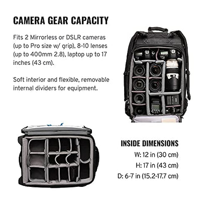 Tenba Roadie Carry-on Compatible Hybrid Roller 21 Rolling case for DSLR and Mirrorless Cameras and Lenses Plus a 17-inch Laptop – Black (638-713)