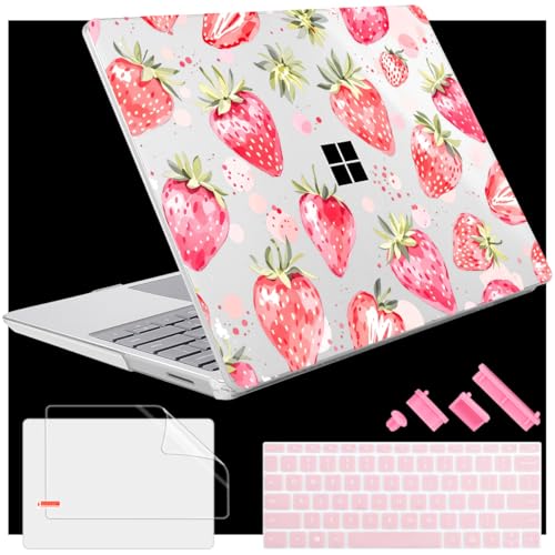 Case for Surface Laptop 5/4/3 13.5 with Metal Keyboard,Strawberries | Hard Shell Case with Keyboard Cover & Screen Protector. Fits Surface Laptop 5/4/3 13.5" Metal Palm Rest Models 1951/1868. - color: Strawberries