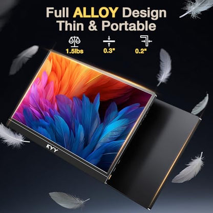 KYY 4K Portable Monitor – 15.6" UHD IPS Travel Display, Slim & Lightweight Design, HDMI & USB-C Inputs, Perfect for PS5, Xbox, Switch, Laptops, Phones, and On-the-Go Professionals, K5 - color: Metallic