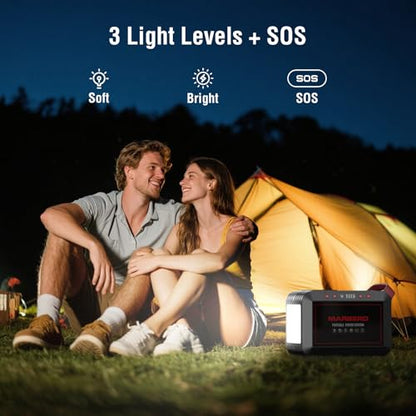 MARBERO 237Wh Solar Generator with Solar Panel Included Portable Power Station 300W Pure Sine Wave with Foldable Solar Panel 60W Set for Camping Outdoor Hiking Fishing Emergency | Solar Powered Generator 375W Surge Portable Power Station Pure Sine Wave 11