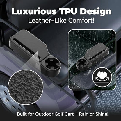 Upgraded Golf Cart Armrest with Cup Holder – Wide Comfort Pad, Universal Fit for EZGO, Club Car, Yamaha – Waterproof, Tool-Free Install, Fits 1" & 1.25" Square Tubes （Black） - color: Cup Holder Black