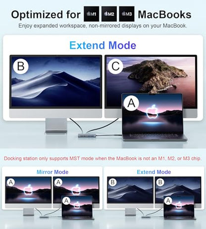 UtechSmart USB Docking Station, 11 IN 1 USB C Dock Triple Display, USB 3.0 Laptop Docking Station with Dual HDMI, VGA, PD, Ethernet, SD/TF, USB 3.0, Mic/Audio, Compatible for MacBook M1 Dell HP Lenovo - color: Grey